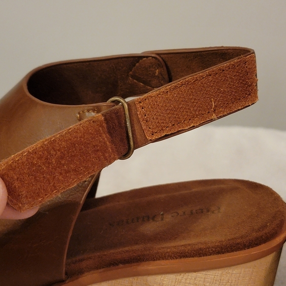 Pierre Dumas Sling Back Wedge Platform Sz 9 Brown Leather - Picture 5 of 12
